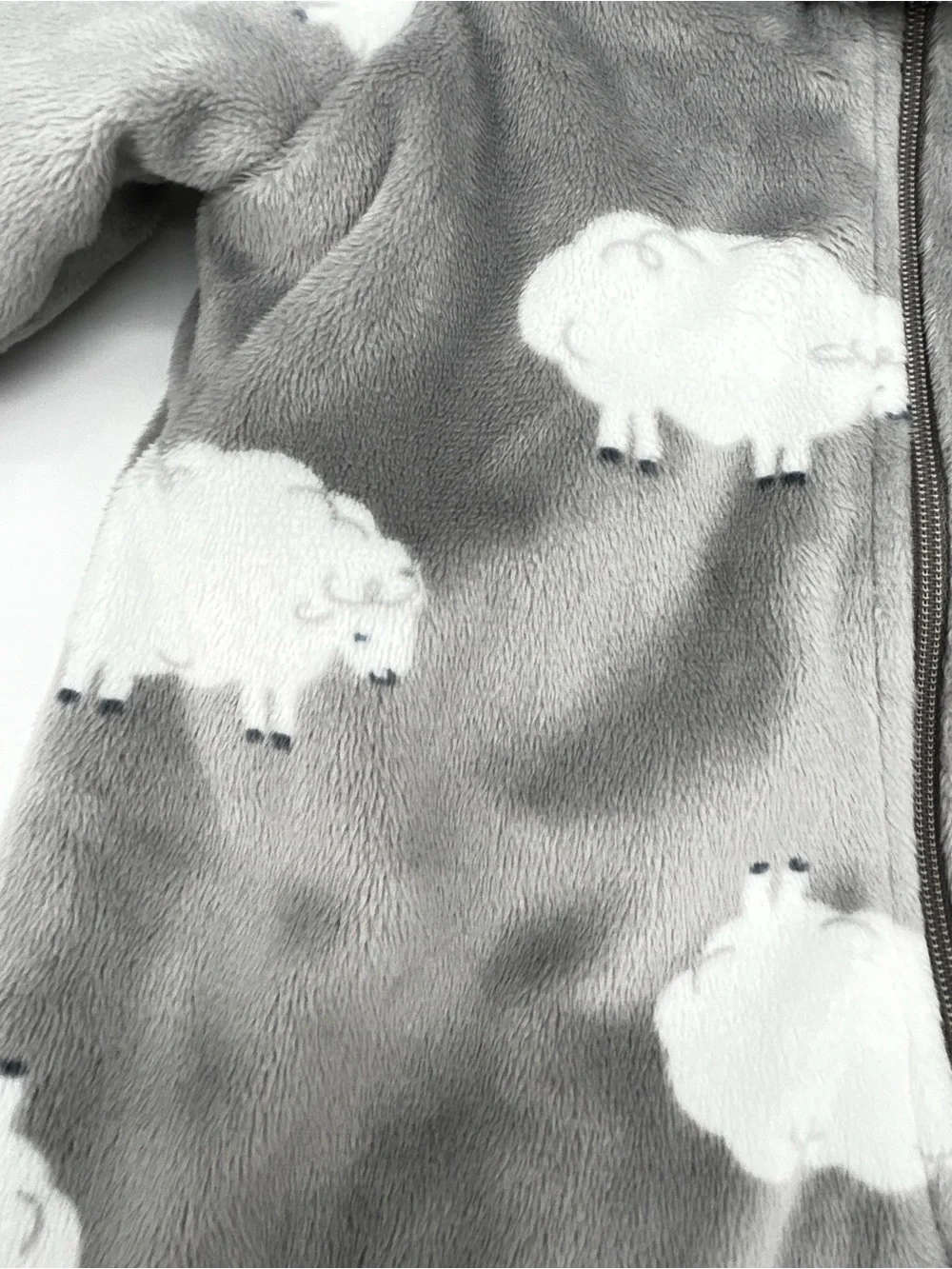 Carter's Gray Fleece Hooded One-Piece with White Sheep Size 3 Months